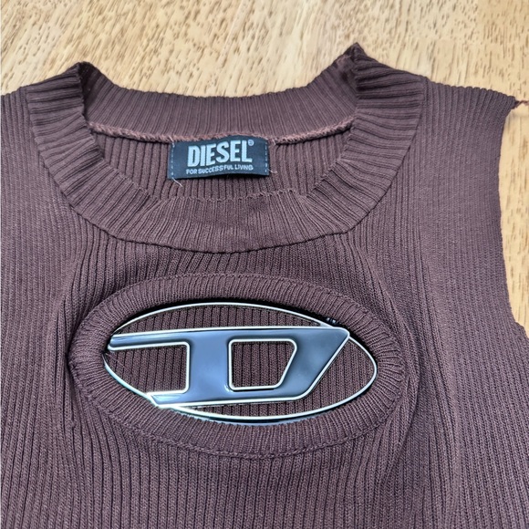 Diesel Ribbed Knit Tank Dress Brown Small - Picture 4 of 5